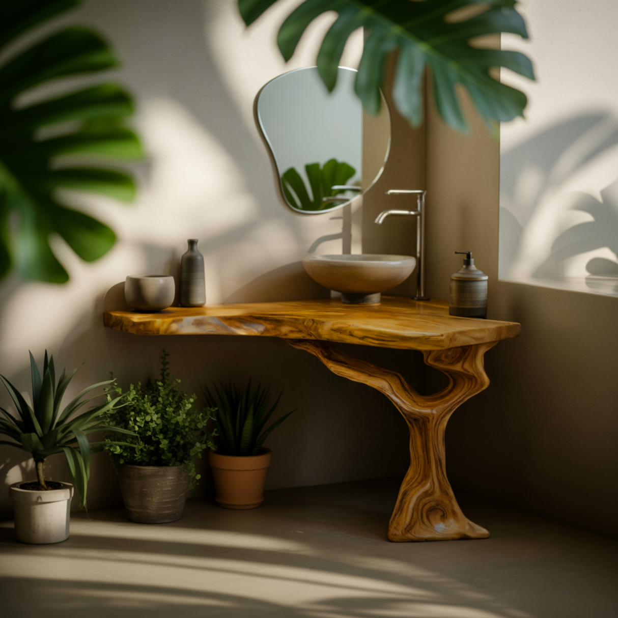 Rootline Solid Wood Corner Bathroom Vanity