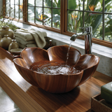 Roselune Handcrafted Solid Wood Flower Vessel Sink - Timberustic Vessel Sinks