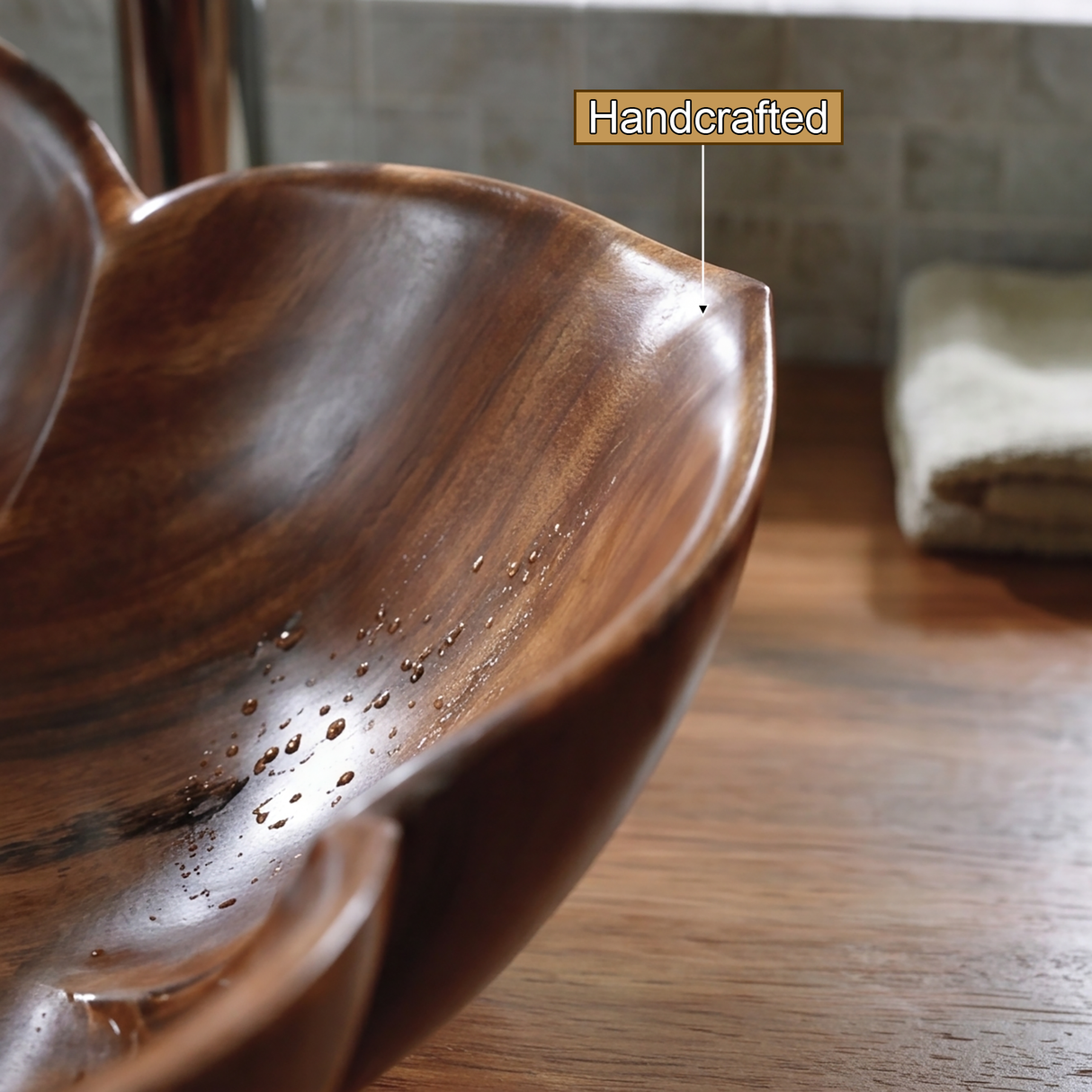 Roselune Handcrafted Solid Wood Flower Vessel Sink - Timberustic Vessel Sinks