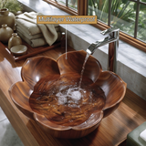 Roselune Handcrafted Solid Wood Flower Vessel Sink - Timberustic Vessel Sinks