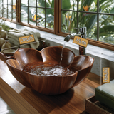 Roselune Handcrafted Solid Wood Flower Vessel Sink - Timberustic Vessel Sinks