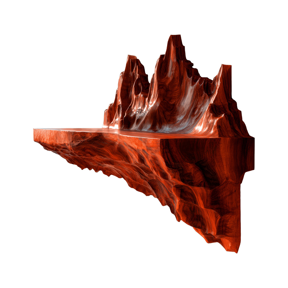 Rovak Sculpted Solid Wood Mountain Floating Shelf Mahogany - Timberustic Floating Shelf