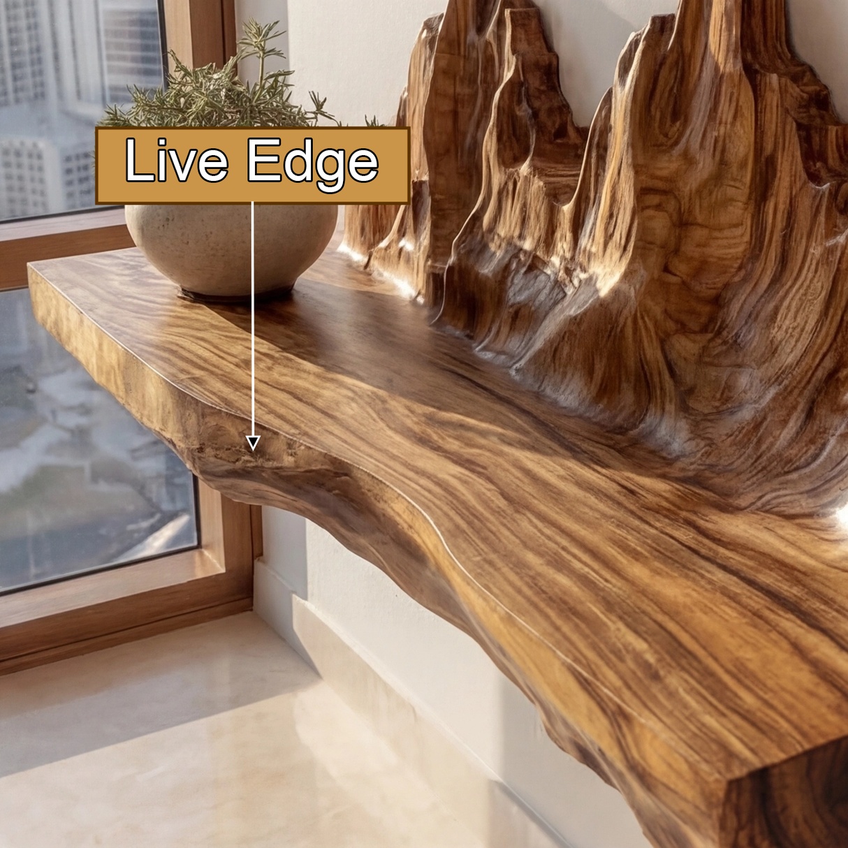 Rovak Sculpted Solid Wood Mountain Floating Shelf - Timberustic Floating Shelf