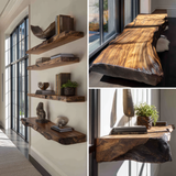 Rovano Live Edge Solid Wood Floating Shelf SPA935932 - Timberustic Floating Shelf