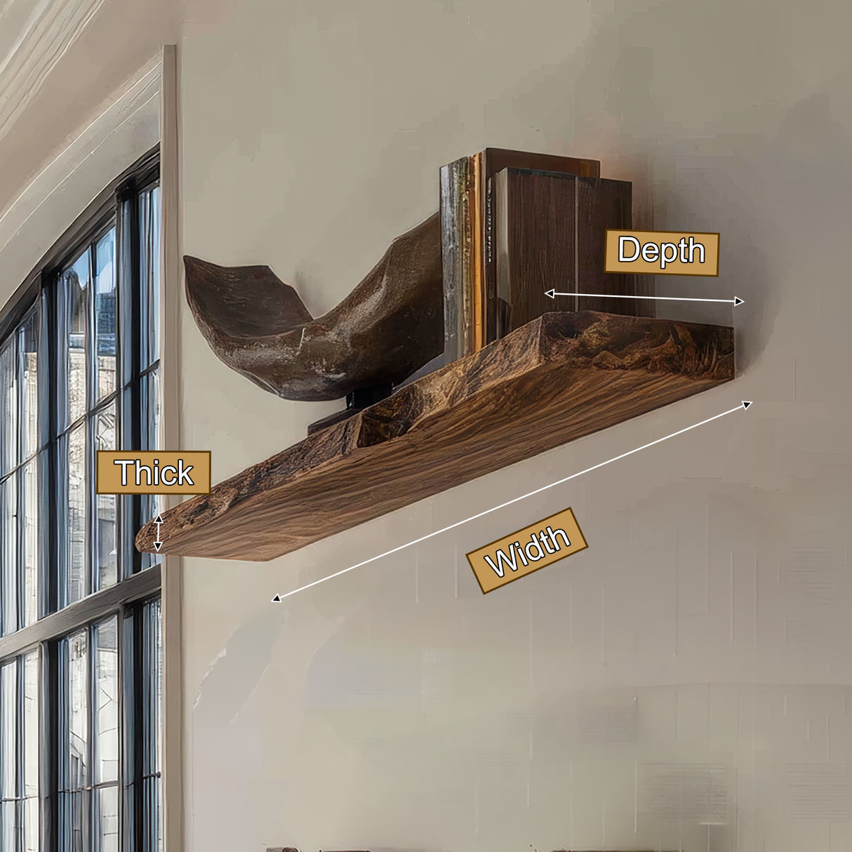 Rovano Live Edge Solid Wood Floating Shelf SPA935932 - Timberustic Floating Shelf