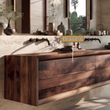 Rovaryn Handcrafted Solid Wood Floating Bathroom Vanity with Integrated Sinks and Drawers
