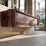 Rovaryn Handcrafted Solid Wood Floating Bathroom Vanity with Integrated Sinks and Drawers