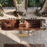 Rovaryn Handcrafted Solid Wood Floating Bathroom Vanity with Integrated Sinks and Drawers