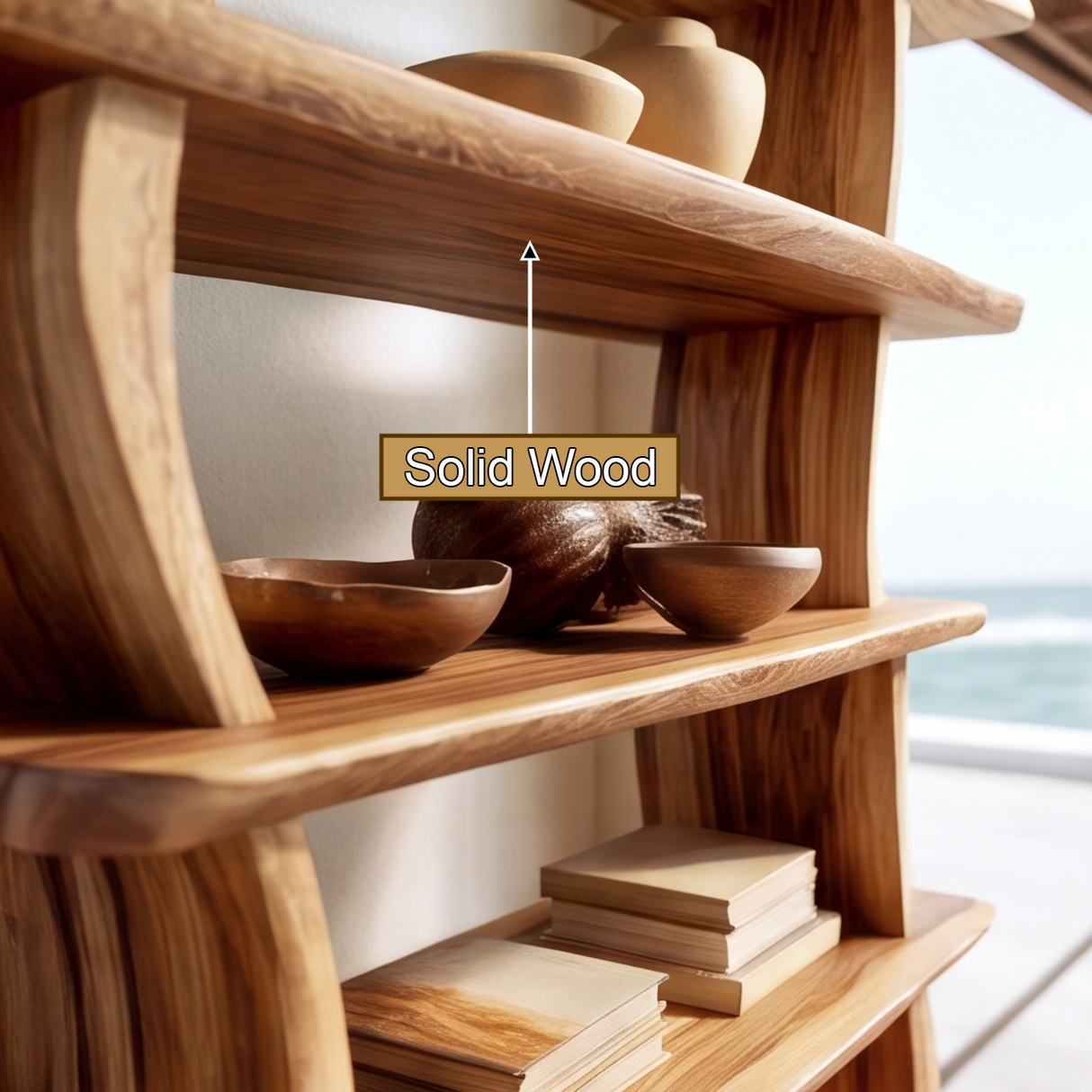 Rovelle Handcrafted Solid Wood Bookshelf