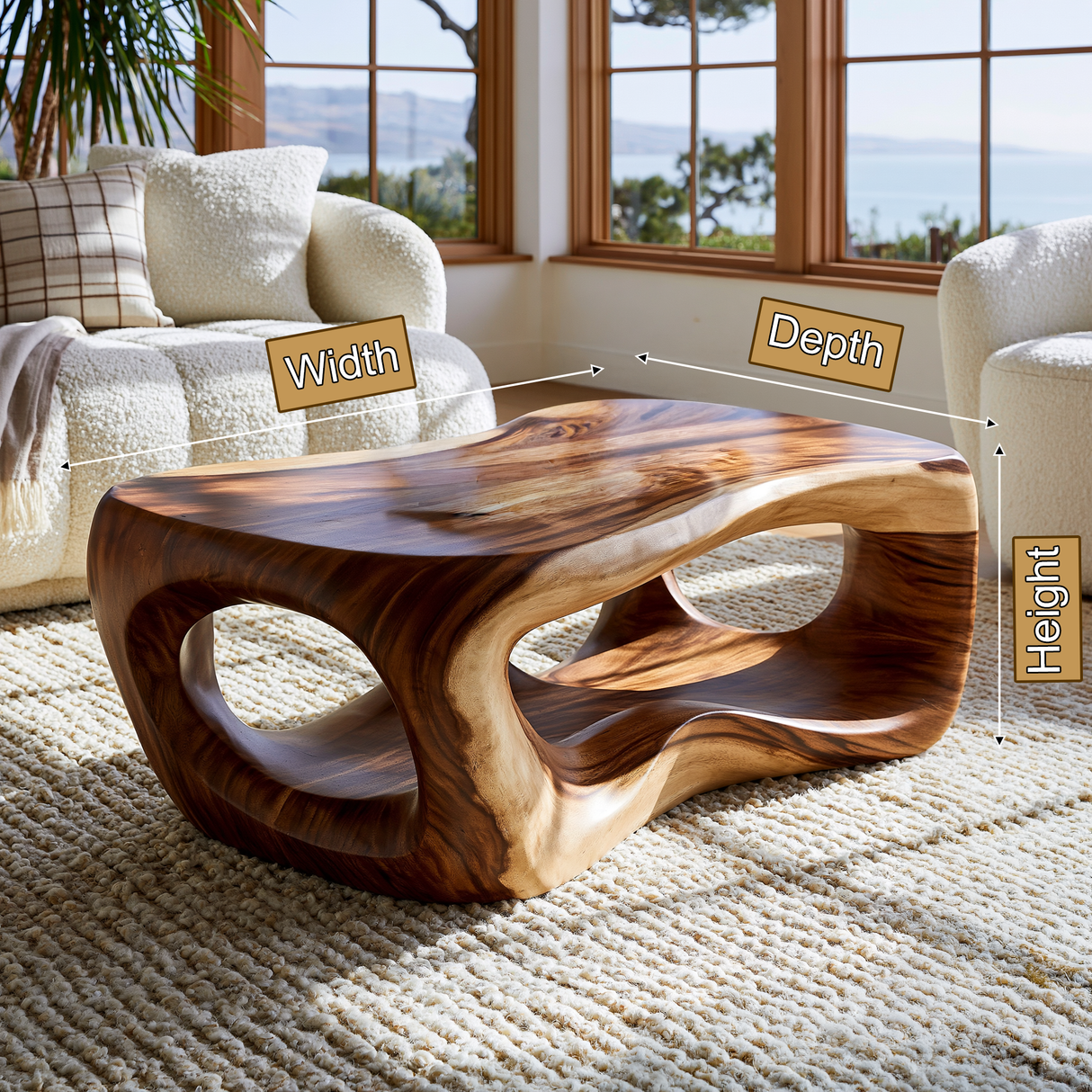 Rovelle Sculpted Solid Wood Coffee Table - Timberustic Coffee Table