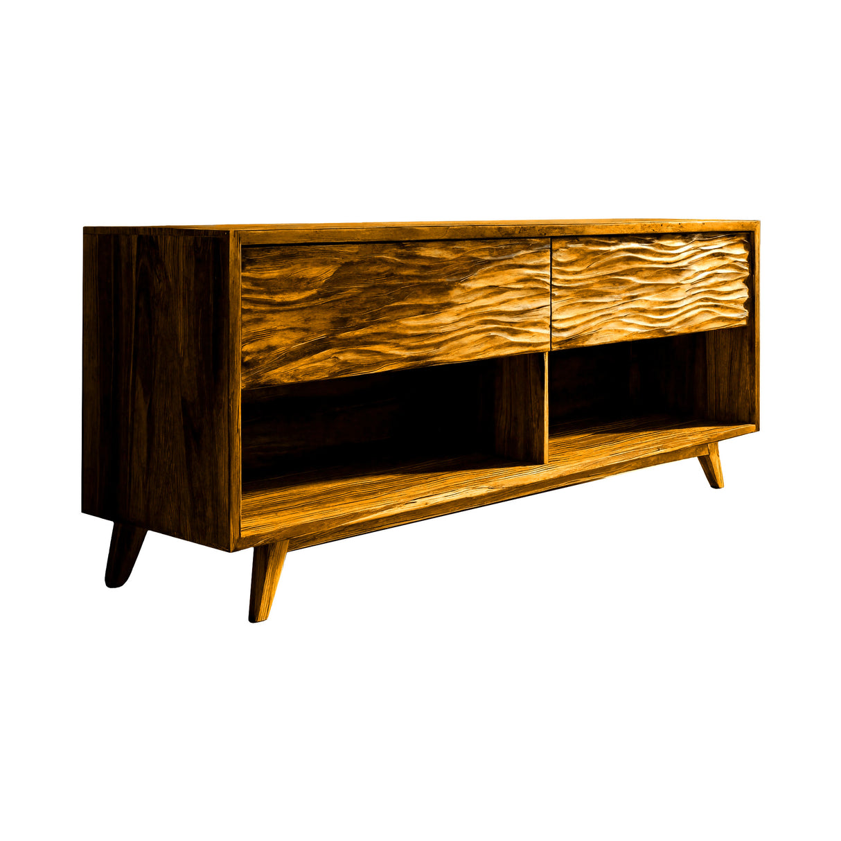 Rovena Sculpted Solid Wood Freestanding Bathroom Vanity with Drawers Teak - Timberustic Freestanding Bathroom Vanity with Drawers