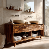 Rovena Sculpted Solid Wood Freestanding Bathroom Vanity with Drawers - Timberustic Freestanding Bathroom Vanity with Drawers