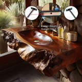 Rovira Live Edge Solid Wood Floating Bathroom Vanity with Integrated Sink SPA124233 - Timberustic Floating Bathroom Vanity with Integrated Sink