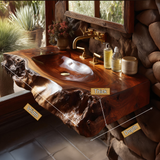 Rovira Live Edge Solid Wood Floating Bathroom Vanity with Integrated Sink SPA124233 - Timberustic Floating Bathroom Vanity with Integrated Sink
