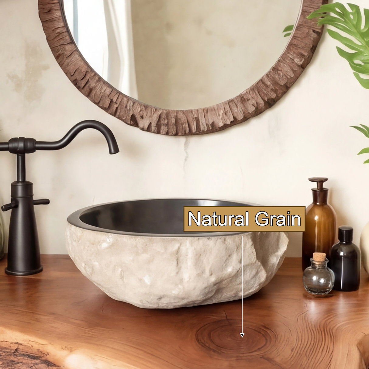 Rustic Live Edge Solid Wood Floating Bathroom Vanity