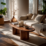 Rustic Solid Wood Oval Coffee Table