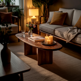 Rustic Solid Wood Oval Coffee Table