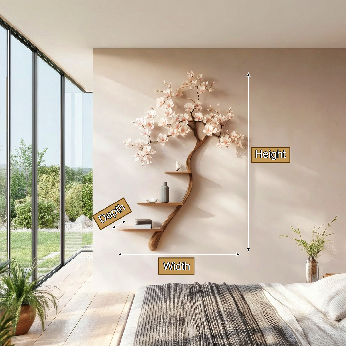 Sakurath Handcrafted Solid Wood Tree-Inspired Bookshelf