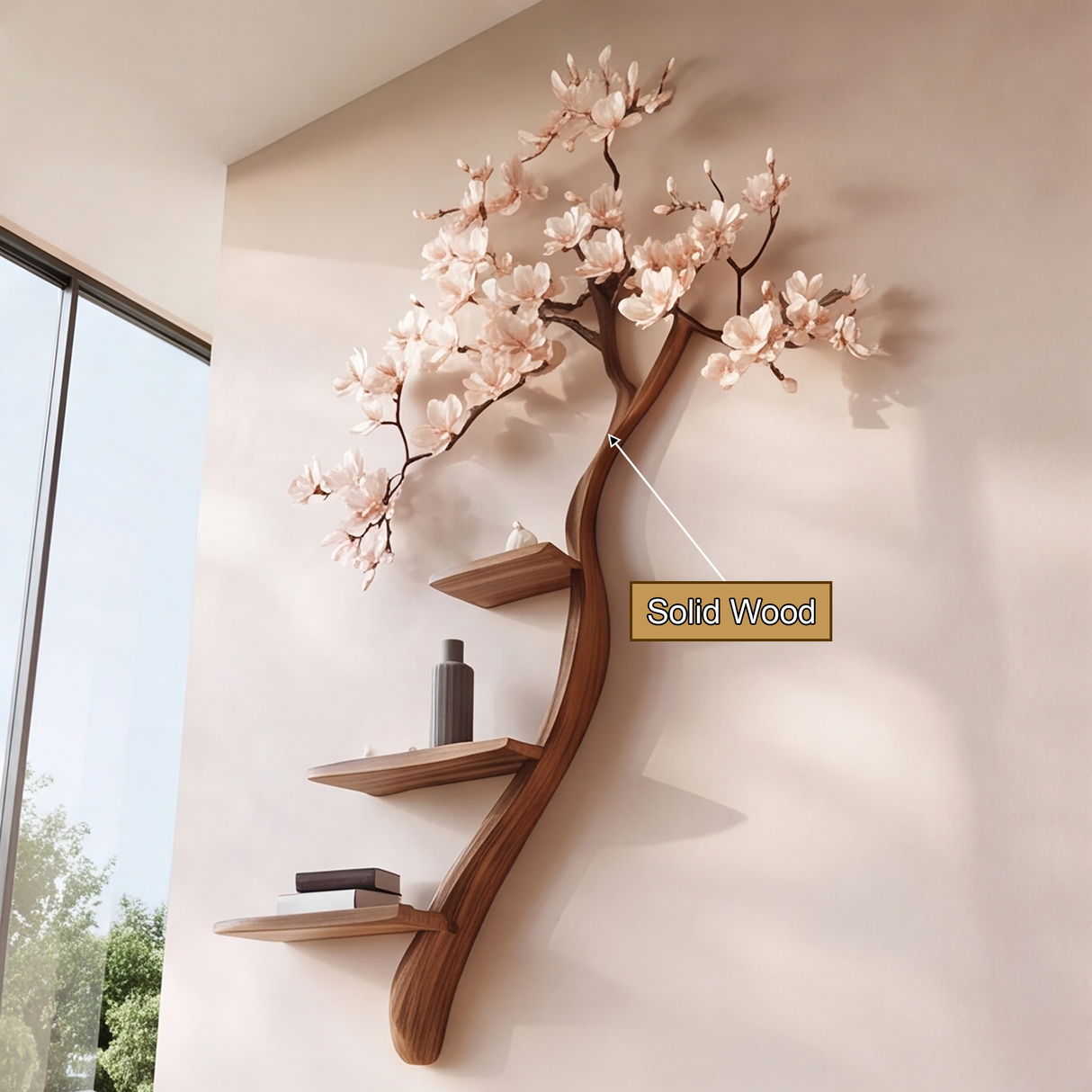 Sakurath Handcrafted Solid Wood Tree-Inspired Bookshelf