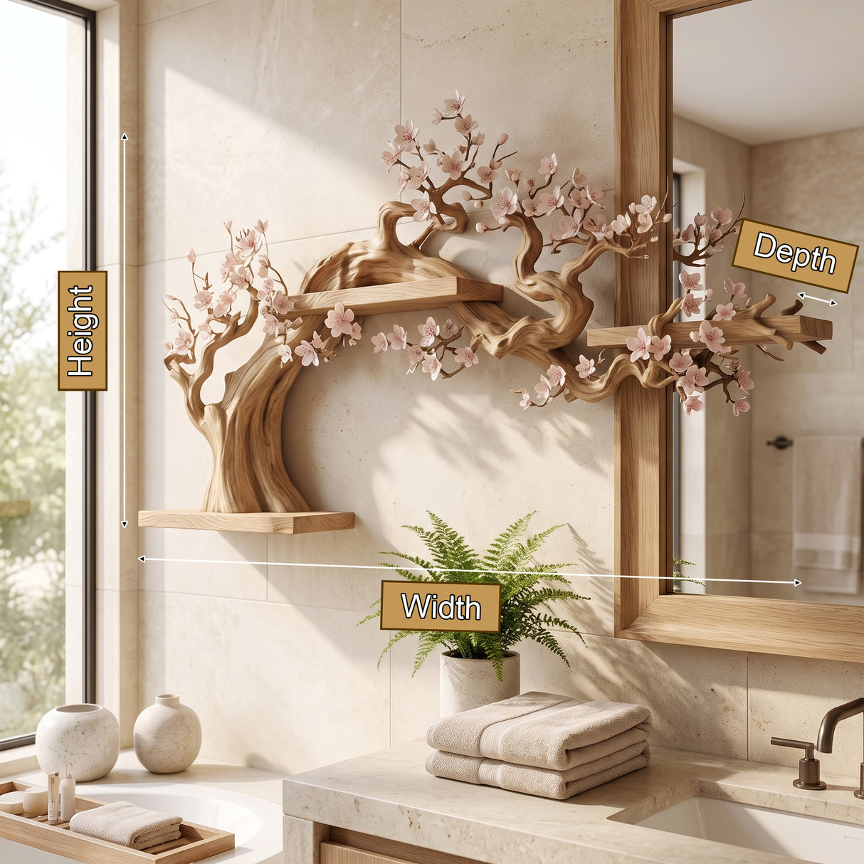 Sakuravelle Handcrafted Solid Wood Tree-Inspired Bookshelf