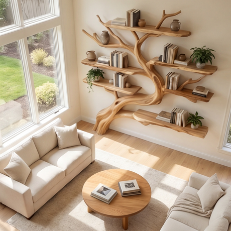 Seabranch Handcrafted Solid Wood Tree Bookshelf - Timberustic Tree Bookshelf