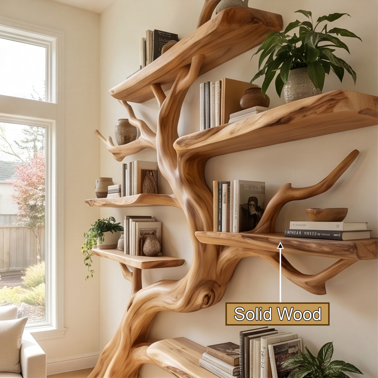 Seabranch Handcrafted Solid Wood Tree Bookshelf