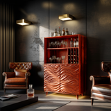 Seawave Carved Solid Wood Bar Cabinet