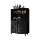 Seawave Carved Solid Wood Bar Cabinet