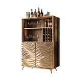 Seawave Carved Solid Wood Bar Cabinet