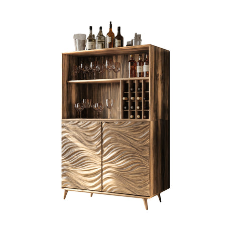 Seawave Carved Solid Wood Bar Cabinet