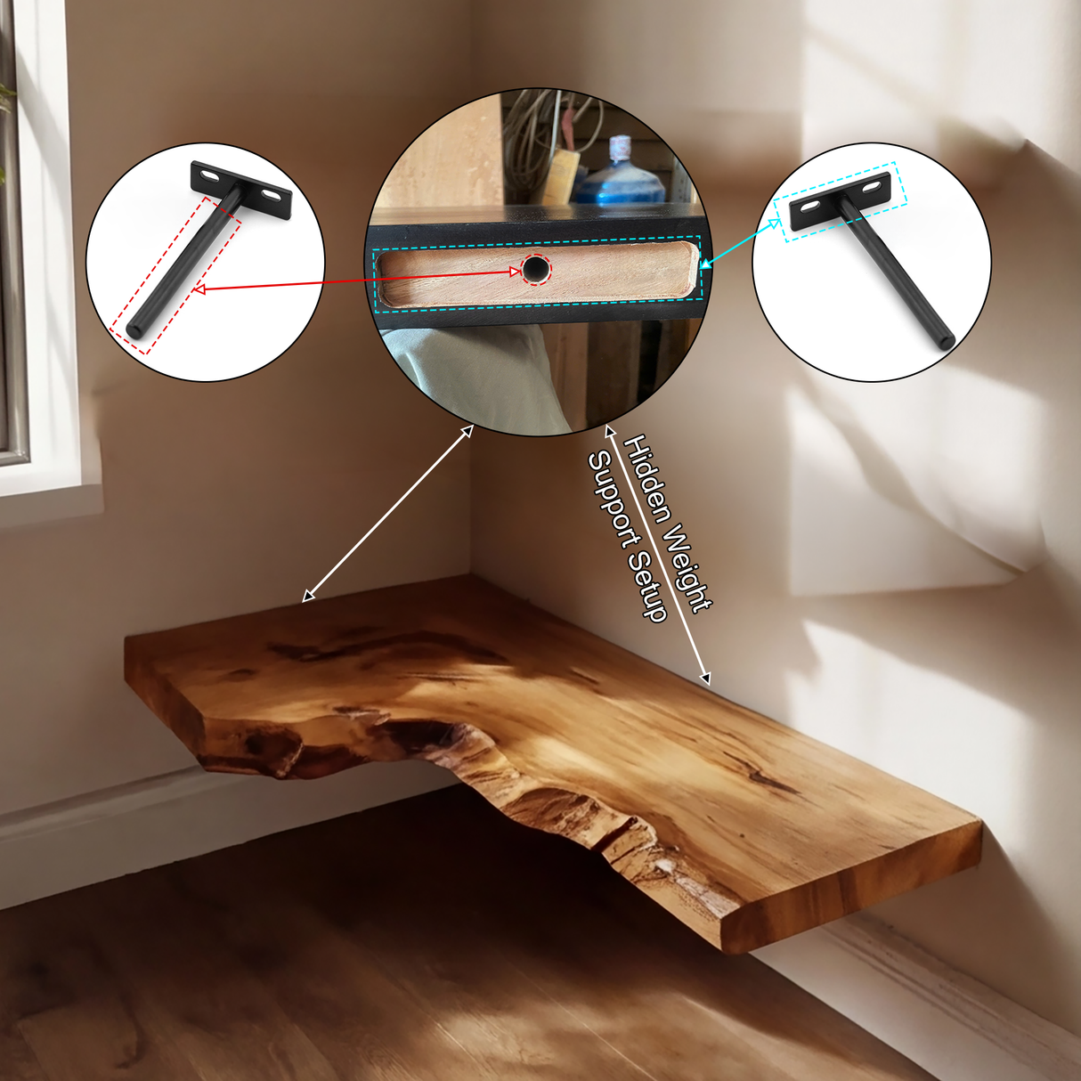 Selvara Live Edge Solid Wood Floating Shelf SPA302302 - Timberustic Floating Shelf