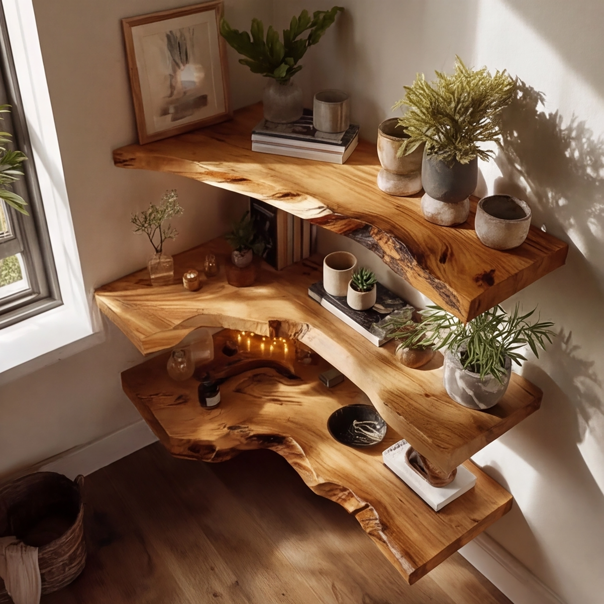 Selvara Live Edge Solid Wood Floating Shelf SPA302302 - Timberustic Floating Shelf