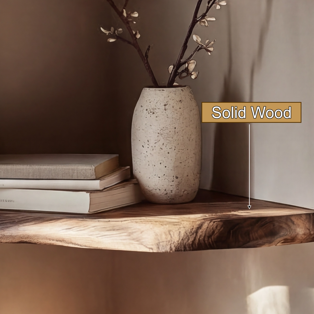 Selvaren Live Edge Solid Wood Corner Floating Shelf SPA606606 - Timberustic Floating Shelf