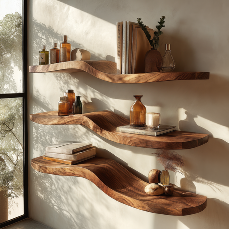 Serano Sculpted Solid Wood Floating Shelf SPA395934 - Timberustic Floating Shelf
