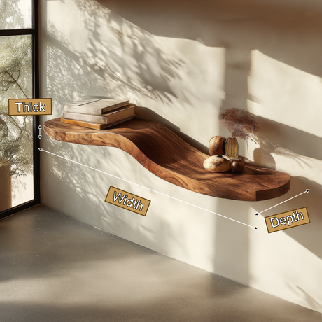 Serano Sculpted Solid Wood Floating Shelf SPA395934 - Timberustic Floating Shelf