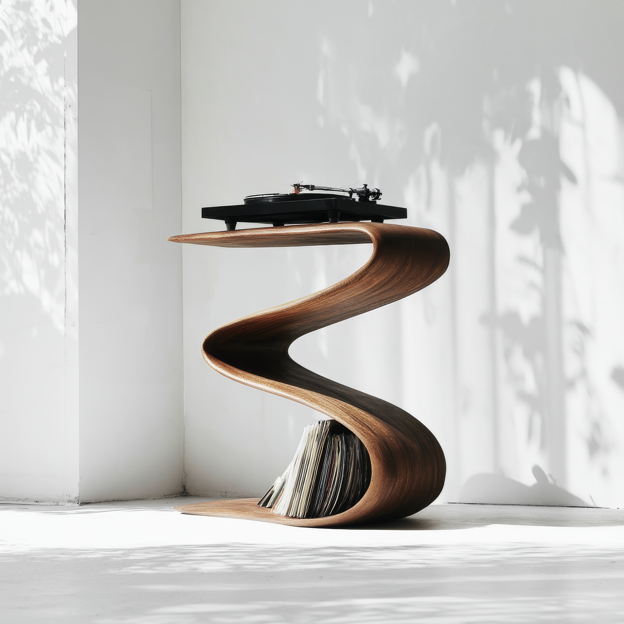 Seranova Handcrafted Solid Wood Record Player Stand - Timberustic Record Player Stand With Storage