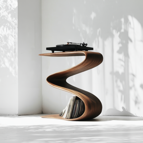 Seranova Handcrafted Solid Wood Record Player Stand - Timberustic Record Player Stand With Storage
