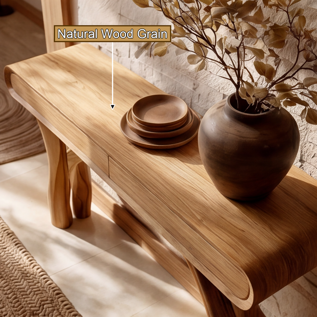 Serathiel Sculpted Solid Wood Console Table