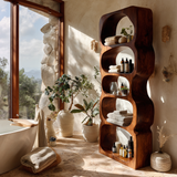 Serava Sculpted Solid Wood Bathroom Display Shelf - Timberustic Bathroom Display Shelf