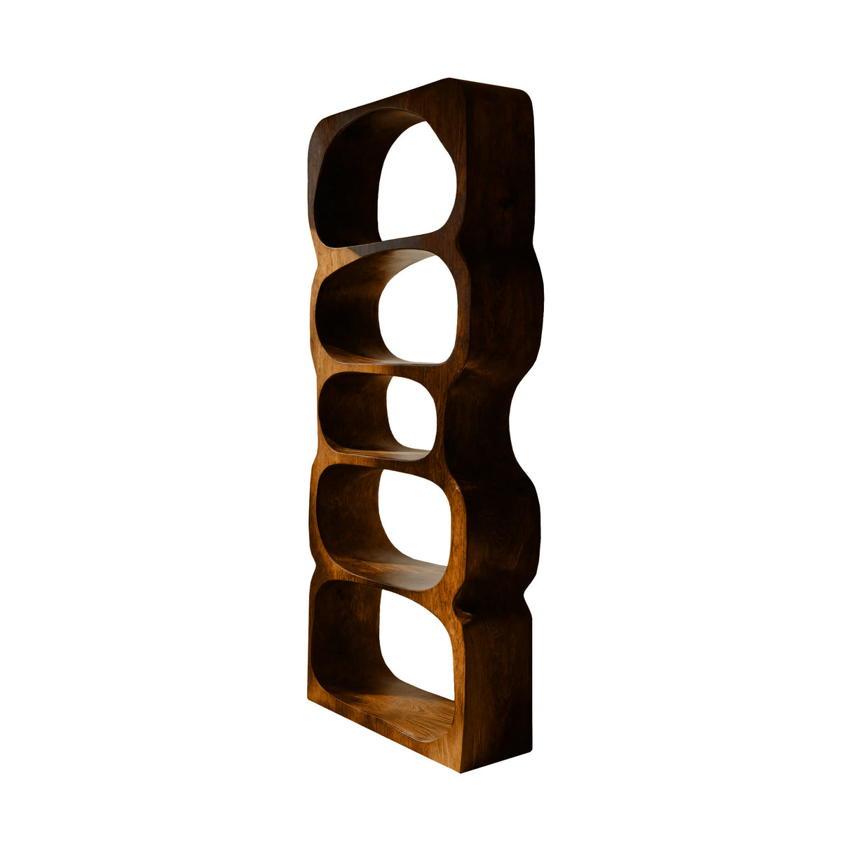 Serava Sculpted Solid Wood Bathroom Display Shelf Brown - Timberustic Bathroom Display Shelf
