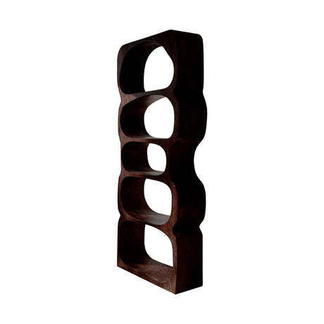 Serava Sculpted Solid Wood Bathroom Display Shelf Dark Walnut - Timberustic Bathroom Display Shelf
