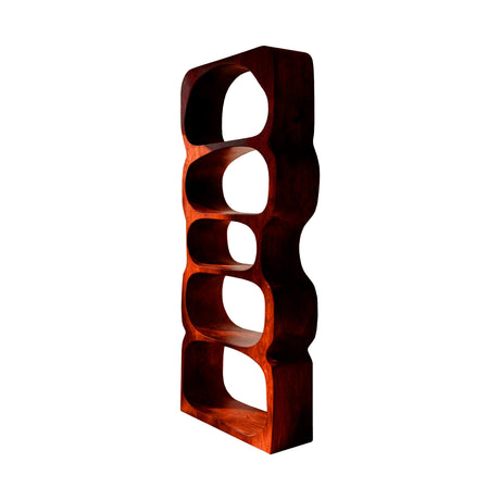 Serava Sculpted Solid Wood Bathroom Display Shelf Mahogany - Timberustic Bathroom Display Shelf