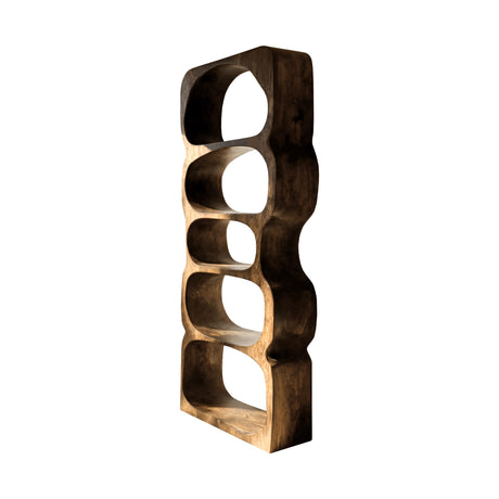 Serava Sculpted Solid Wood Bathroom Display Shelf Natural Oak - Timberustic Bathroom Display Shelf