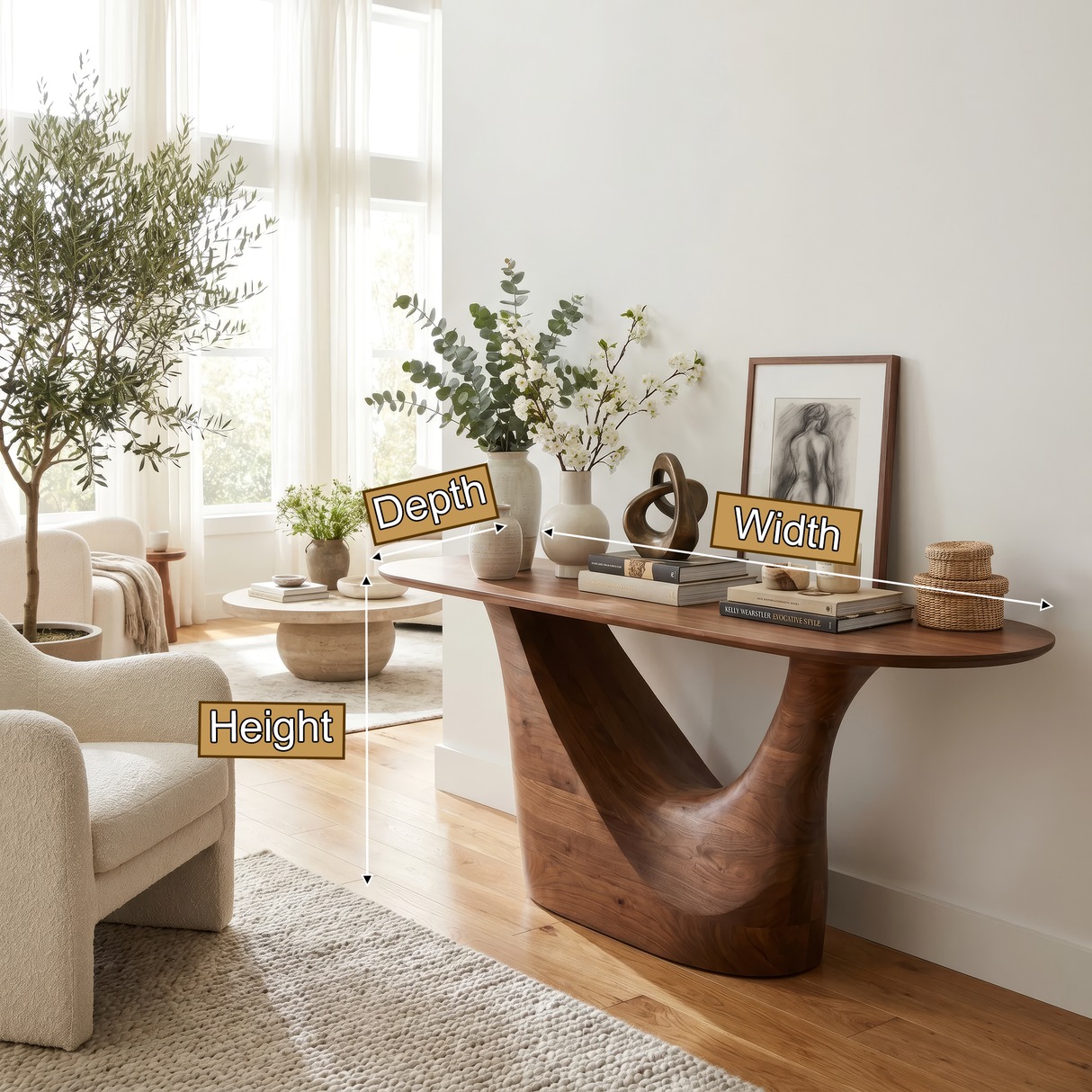 Seravelle Sculpted Solid Wood Console Table - Timberustic Console Table