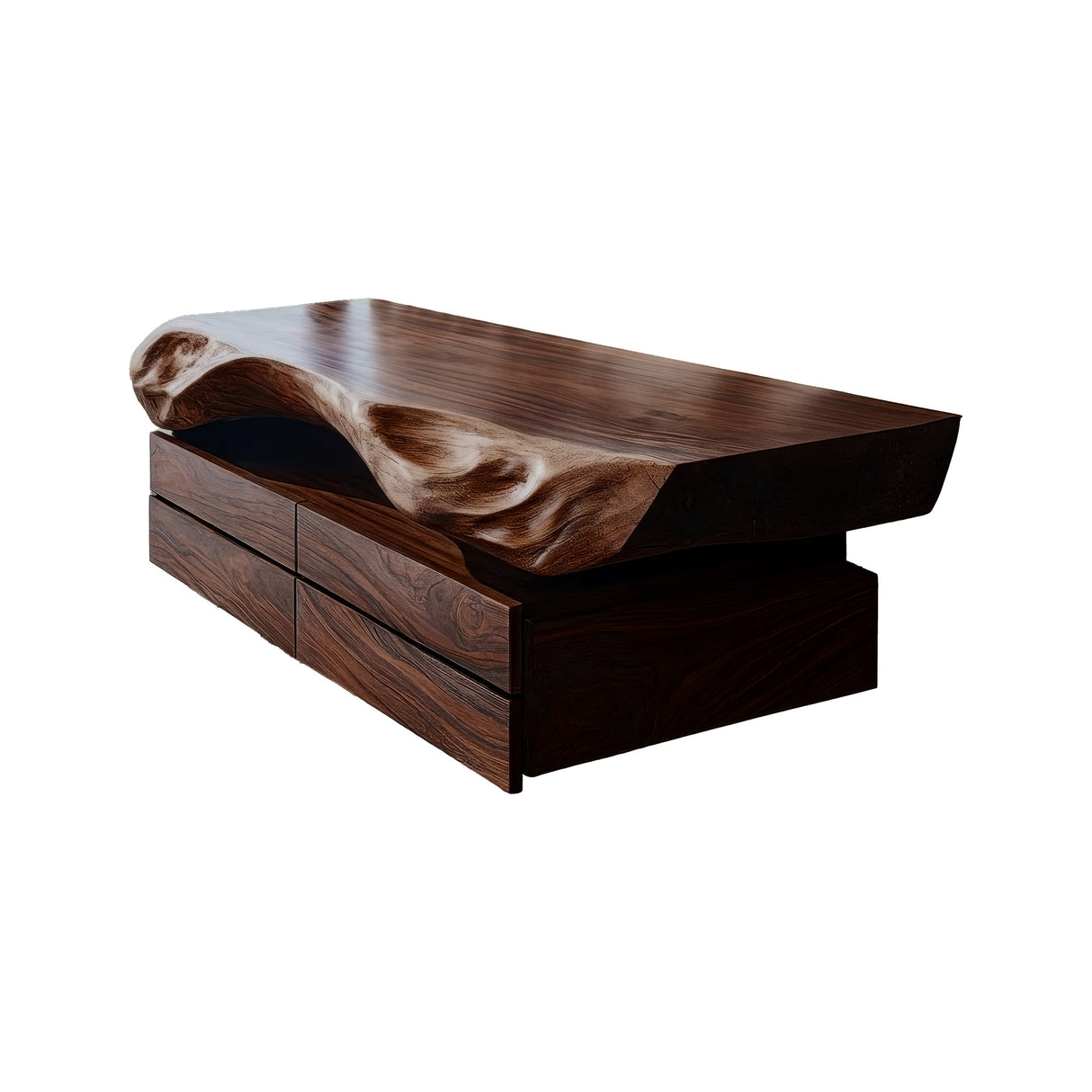 Seravik Live Edge Solid Wood Floating Bathroom Vanity with Drawers Dark Walnut - Timberustic Floating Bathroom Vanity With Drawers