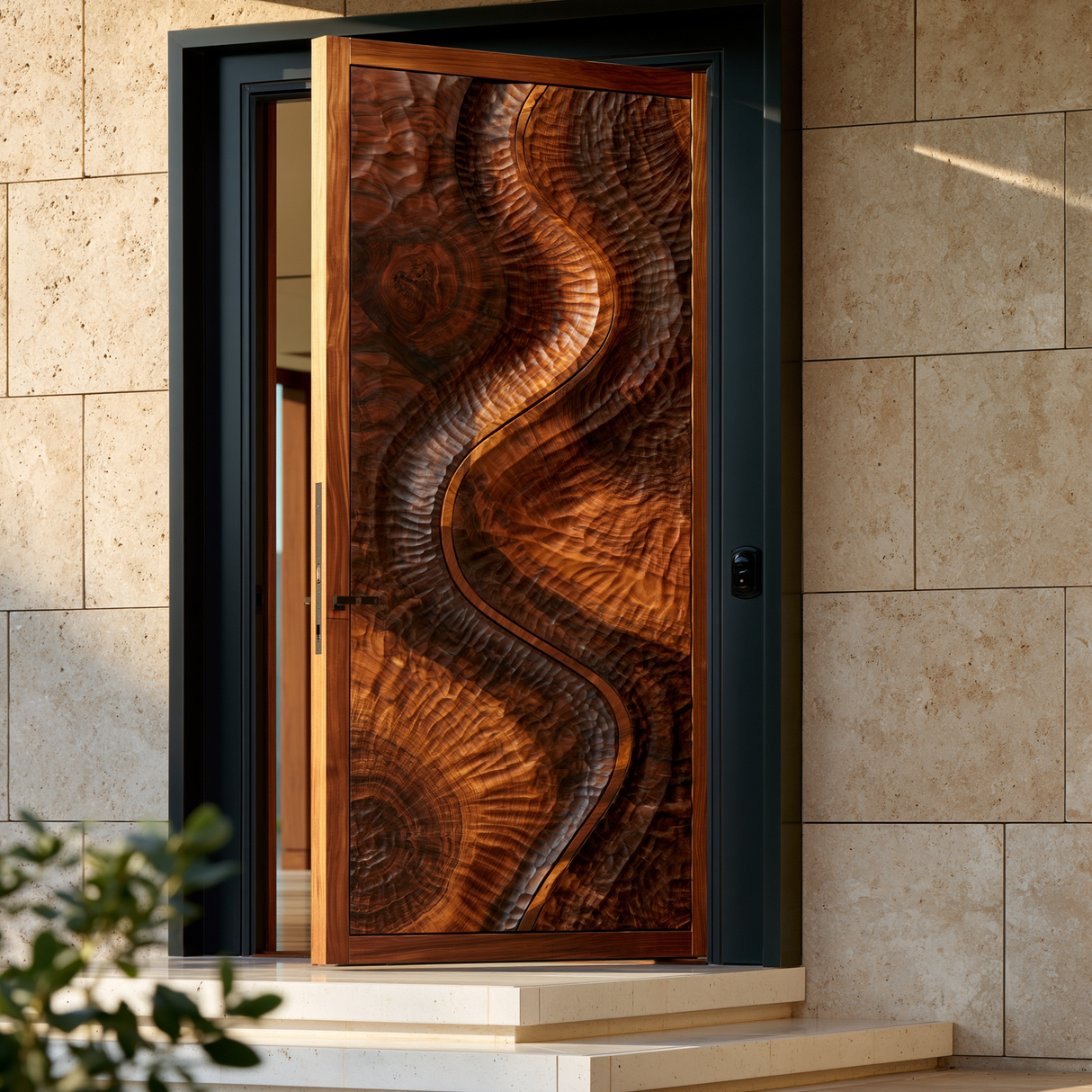 Seravine Handcrafted Solid Wood Flow Carved Single Door