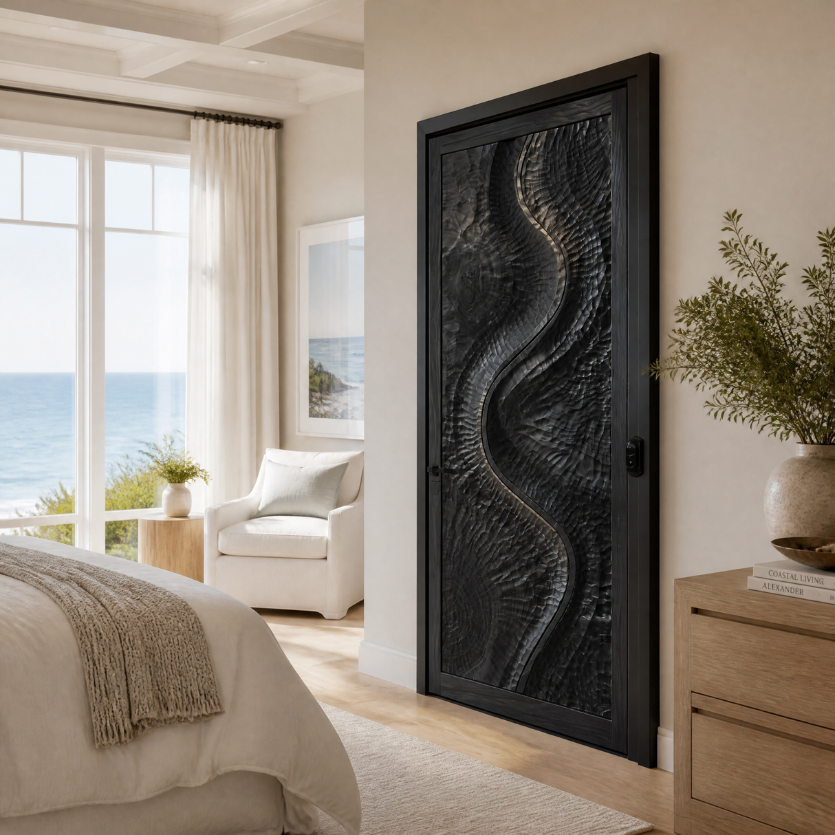 Seravine Handcrafted Solid Wood Flow Carved Single Door