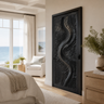 Seravine Handcrafted Solid Wood Flow Carved Single Door Black - Timberustic Door