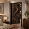 Seravine Handcrafted Solid Wood Flow Carved Single Door Dark Walnut - Timberustic Door