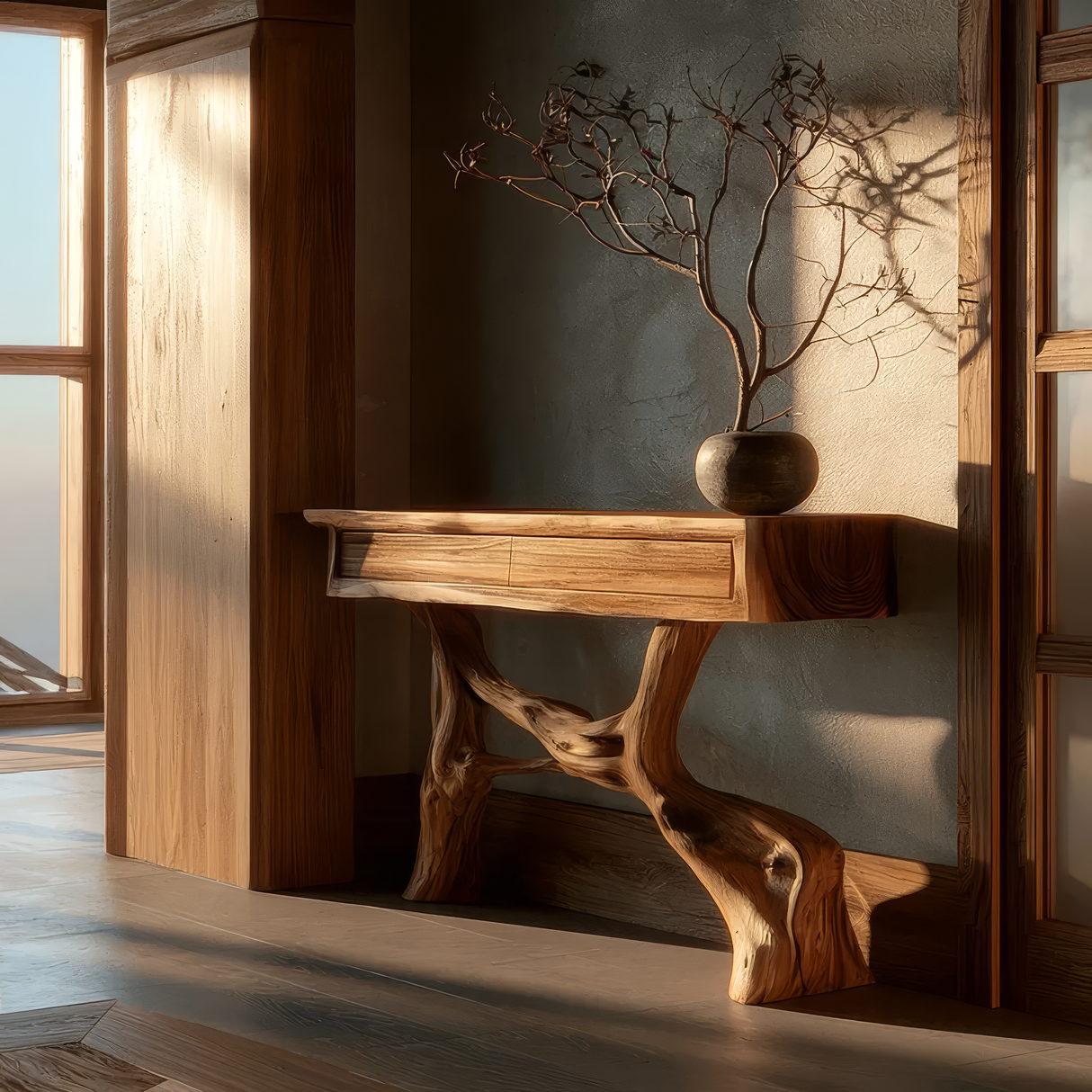 Seravorn Sculpted Solid Wood Console Table SPA957422